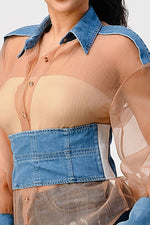 Load image into Gallery viewer, Sheer Demin Top
