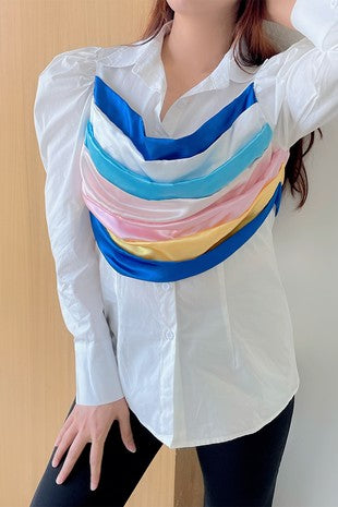 Rainbow Bubble Sleeve Top