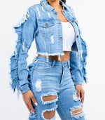 Load image into Gallery viewer, Freda Fringed Demin Jacket
