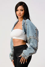 Load image into Gallery viewer, Akiley Demin Beaded Jacket
